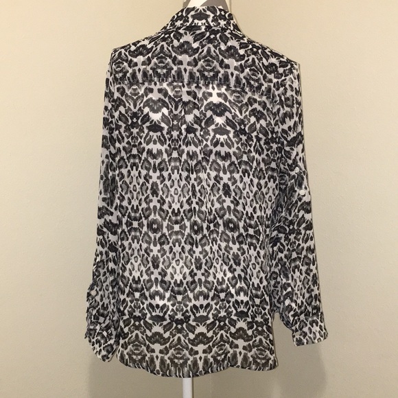 NY & Co Black and White Leopard Blouse - Picture 5 of 5